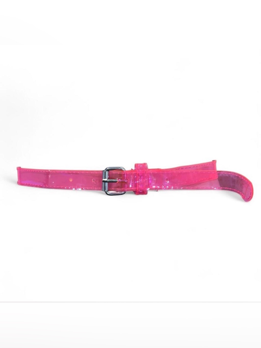 Girls Clear Jelly Hot Pink Belt With Silver Buckle